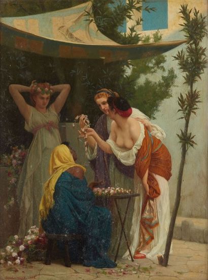 null Gustave BOULANGER (1824-1888)

La marchande de couronnes de fleurs, à Pompéi

Huile...