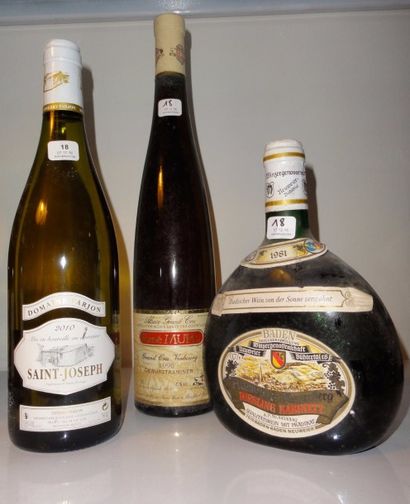 null Ensemble de 7 bouteilles :				

3 bouteilles GEWURZTRAMINER "Vorbourg", R. Muré...