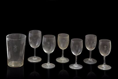 null Ensemble en cristal comprenant trois verres à eau, quatre verres à vin et un...