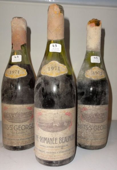 null Ensemble de 4 bouteilles : 				

1 bouteille VOSNE-ROMANEE 	"Les Beaumonts",...