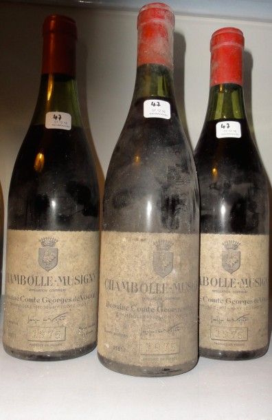 null 4 bouteilles CHAMBOLLE-MUSIGNY Comte de Vogüe 1975 (ets, elt, 2 TLB) 


