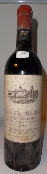 null 1 bouteille CH. AUSONE, 1° Grand Cru St-Emilion 1958 (ets, elt, MB) 

