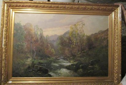 null Ecole du XIXème s. "Paysage à la rivière" huile sur toile signée

60 x 92 c...