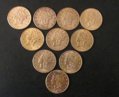 null Dix pièces de 20 dollars en or 1906