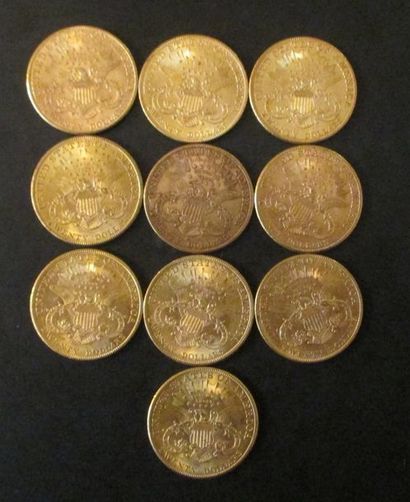 null Dix pièces de 20 dollars en or 1907