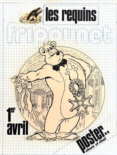 null "Nestor décoré" - Couverture originale du Fripounet n°14 du 02 avril 1975 -...