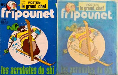 null "Nestor au ski " - Couverture originale du Fripounet n°2 du 14 janvier 1976...