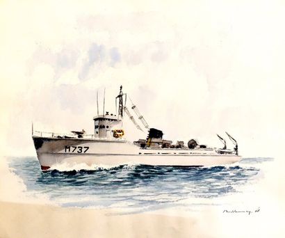 null Aquarelle représentant le navire "Le Capricorne" - 1960 - 46 x 38 cm 

sur papier...