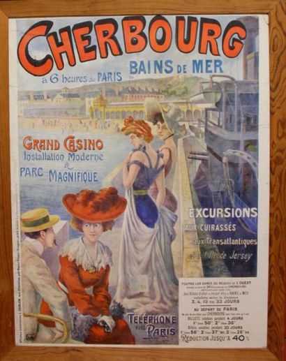 null A. DOUHIN (d'après) "Cherbourg les bains de mer" affiche collée sur panneau

98...