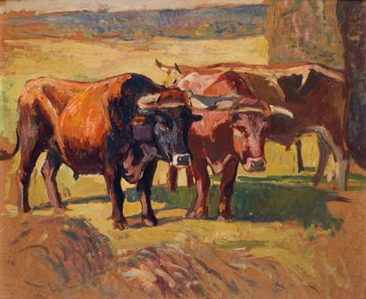 null Gabriel SUE (1867-1958)

Quatre vaches.

Huile sur panneau signée en bas à droite

58...