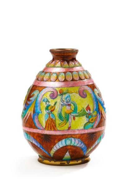 null Camille FAURE (1874-1956)

	Vase ovoïde à petit col sur socle circulaire légèrement...