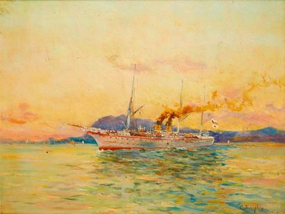 null Eugène DAUPHIN (1857-1930)

Navire trois mâts vapeur russe

Huile sur panneau...