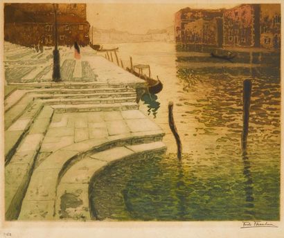 null Frits THALAUW (1847-1906)

L'escalier de marbre à Venise

Aquatinte en couleurs,...