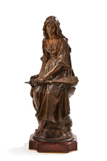 null Paul MENGIN (1853-1937) d'après

Femme à la mandoline

Sculpture en bronze à...