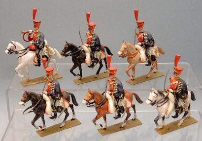 null 6ème Régiment de Hussards à cheval dont Trompette et 5 Hussards.