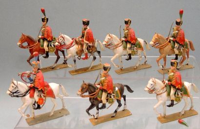 null Sept Chasseurs à cheval de la Garde dont Officier, Porte Drapeau et 5 Chass...