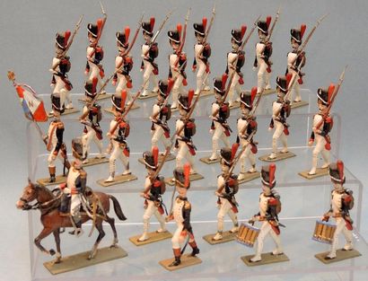 null Vingt-quatre Grenadiers de la Garde au défilé dont Officier à cheval, Officier...