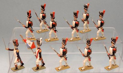 null Onze Grenadiers de la Garde à l’assaut dont Officier, Porte-Drapeau et 9 Grenadiers...