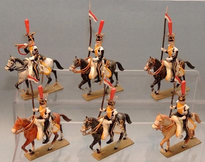 null Six Lanciers de la Vistule à cheval dont Trompette et 5 Lanciers.