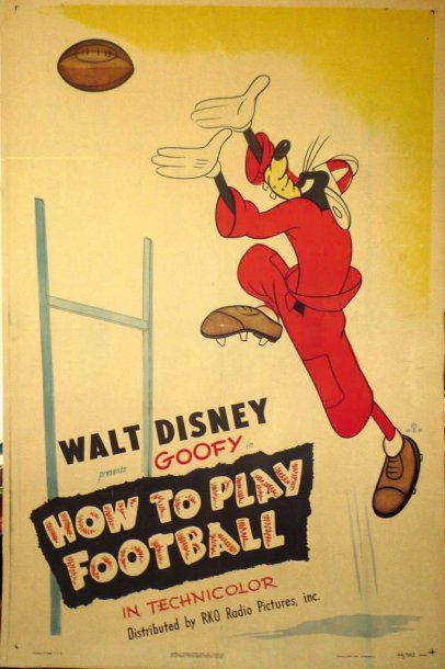 null GOOFY Lithographie "How to play football" en couleur entoilée llustrant Goofy...
