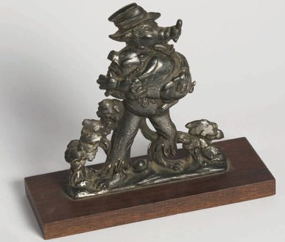 null LES 3 PETITS COCHONS Figurine en métal ciselé illustrant "Le grand méchant loup"...