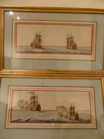 null Paire de gravures polychromes représentant des navires

9 x 20,5 cm.
