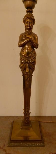 null Pied de lampe en bronze à décor de femme

H : 47 cm.