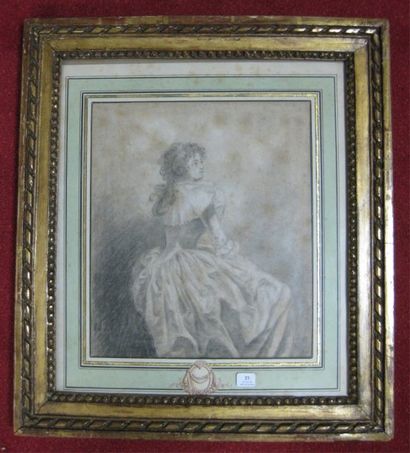 TRINQUESSE Louis Roland (Vers 1746-1800) (Attribué à) Portrait de jeune femme assise...
