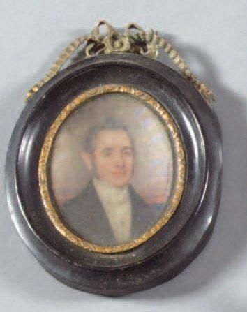 MONVOISIN, Domenica (1805-1881) Miniature ovale représentant le portrait en buste...