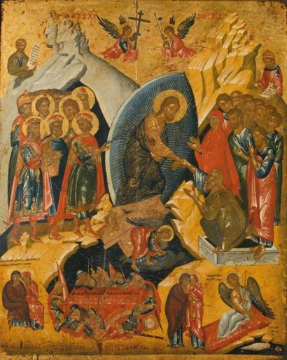 null Icône d'origine grecque, début du XVIIe siècle La Résurrection du christ et...
