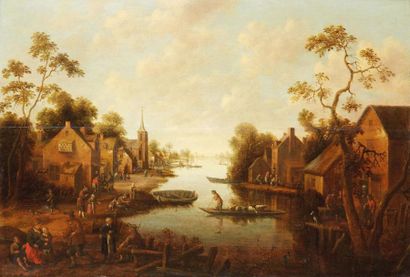 null Just Cornelis DROOGSLOT (Utrecht 1586 – id. ; 1666)

Scène de village fluvial...
