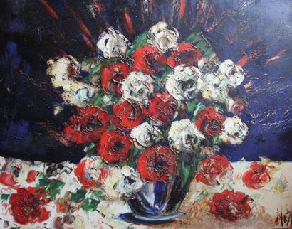 null Henry Maurice D'ANTY (1910-1998) 

Bouquet de fleurs 

Huile sur toile signée...