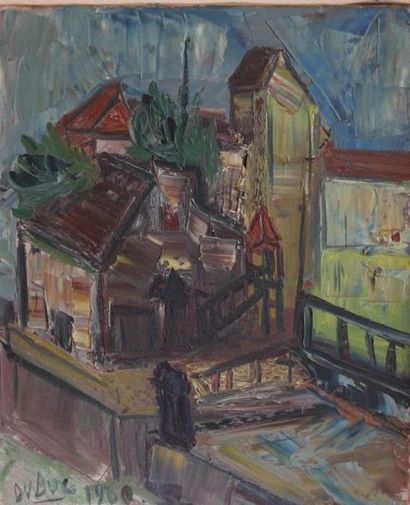 null Roland DUBUC (1924-1998) 

Maison

 Huile sur toile signée en bas à gauche et...