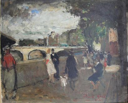 null François GALL (1912-1987) 

Quai parisien 

Huile sur toile signée en bas à...