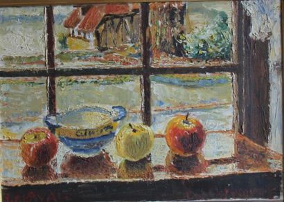null Fernand LAVAL (1886-1966) 

Nature morte aux pommes 

Huile sur toile signée...