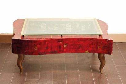 null Didier GUYOT-VIVIANE (contemporain)

	Table basse en bois peint rouge et noir...