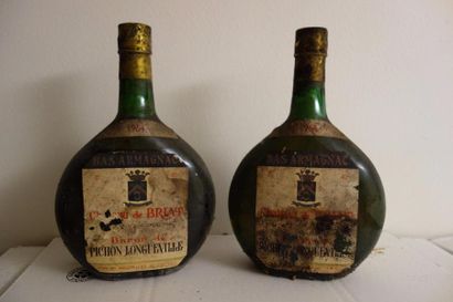 null 2 bouteilles de Bas Armagnac Château de BRIAT, Baron de Pichon Longueville 1964...