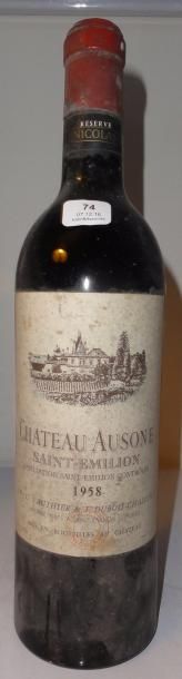null 1 bouteille CH. AUSONE, 1° Grand Cru St-Emilion 1958 (ets, elt, MB) 