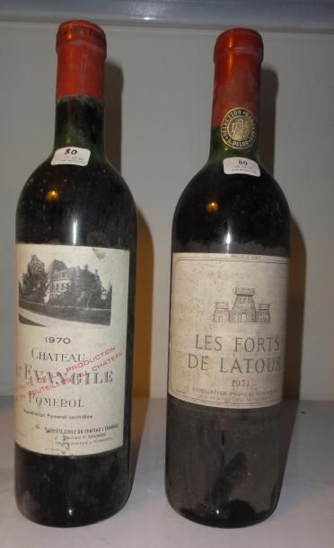 null Ensemble de 2 bouteilles :				

1 bouteille CH. L'EVANGILE, Pomerol 1970 (es,...
