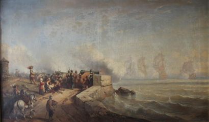 null Auguste DELACROIX (1809-1868)

Tir de canons sur des vaisseaux au large

Huile...
