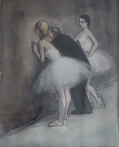 null Charles JODELET (1883-1969)

Les deux danseuses derrière le rideau

Fusain et...