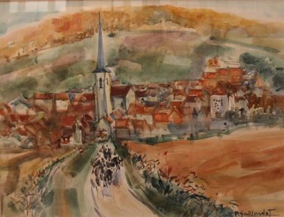 Pierre GAILLARDOT (1910-2002) Village
Aquarelle signée en bas à droite
48 x 64 c...