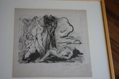 Emile BAES (1879-1954) - Les femmes et la mort, mine de plomb et encre noire signée,...