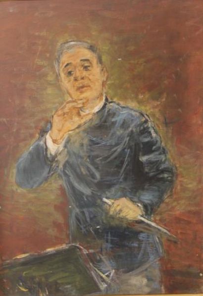 null Ecole moderne

Portrait d'un chef d'orchestre

Gouache sur carton

57 x 41 cm.

On...