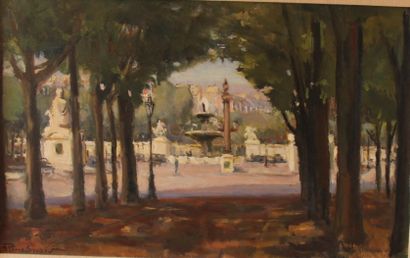 Pierre SICARD (1900-1981) Place de la Concorde
Huile sur toile signée en bas à gauche
38...