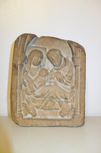 null Bas relief en pierre sculpté de la Nativité

H : 20 L : 16 P : 6,5 cm.