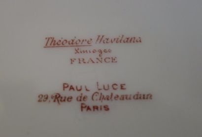 Théodore HAVILAND - Paul LUCE Paris Partie de service de table en porcelaine polychrome...