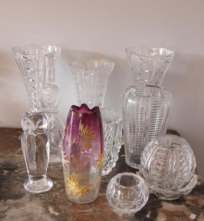 null Lot de vases en cristal et verre émaillé