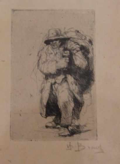 Auguste BROUET (1872-1940) Portrait d'homme
Mendiant
Femme
Trois gravures, signé...