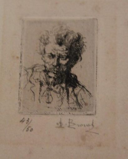Auguste BROUET (1872-1940) Portrait d'homme
Gravure, signée en bas à droite, numérotée...
